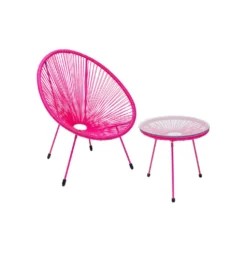 Zestaw fotel i stolik ACAPULCO MONO 85 i 50 cm różowe
