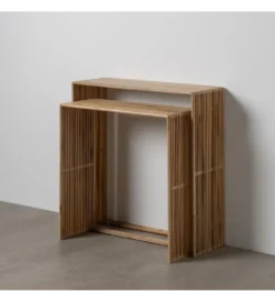 Zestaw 2 konsol BELLAMONTE 85 cm 75 cm drewno teak