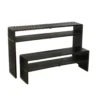 Zestaw 2 konsol SHELFY 130 i 118 cm drewno teak czarna