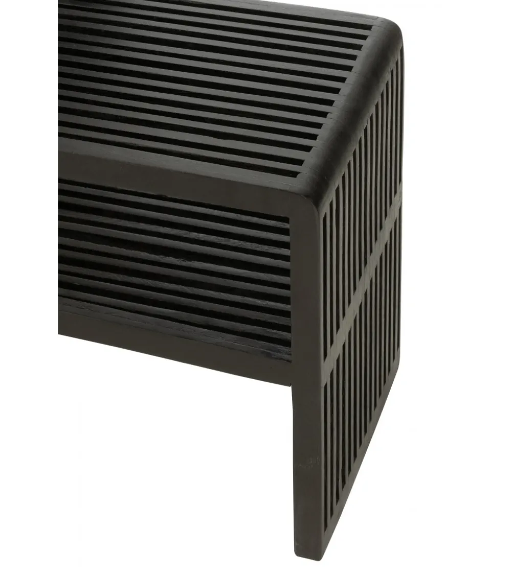 Zestaw 2 konsol SHELFY 130 i 118 cm drewno teak czarna