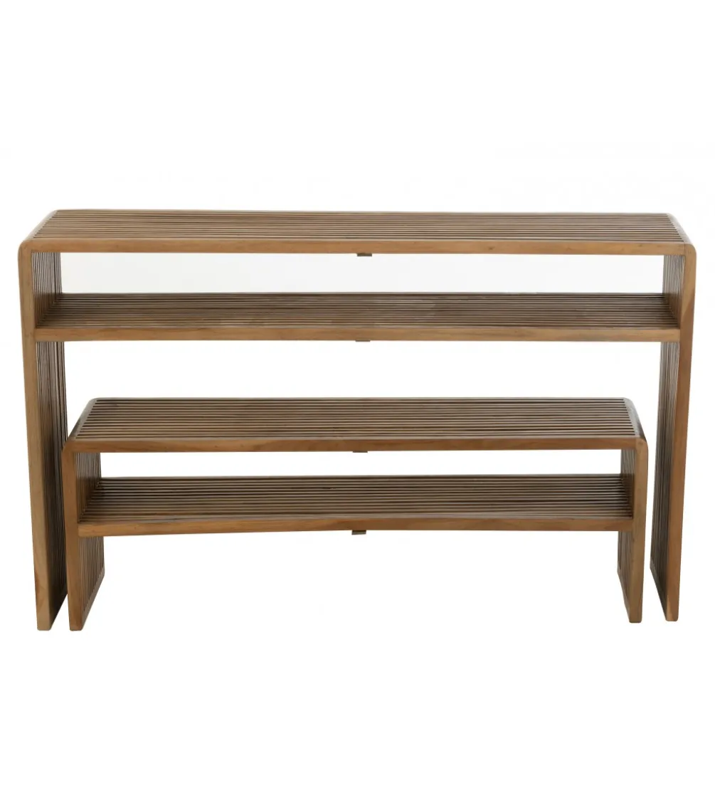 Zestaw 2 konsol SHELIS 130 cm 118 cm drewno teak