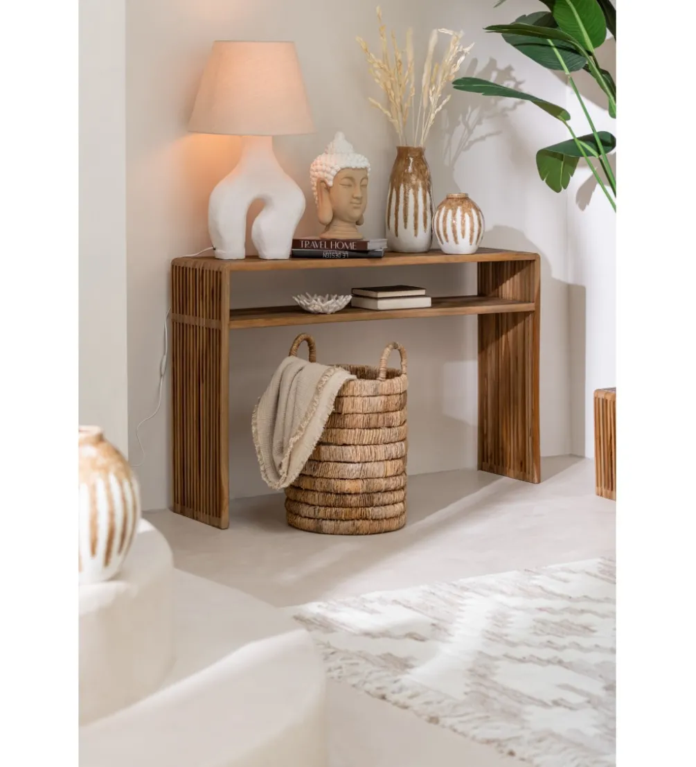 Zestaw 2 konsol SHELIS 130 cm 118 cm drewno teak