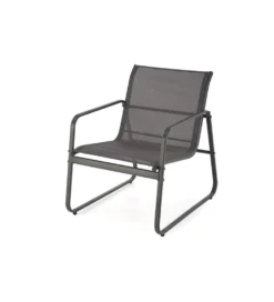 Zestaw ogrodowy CONOR sofa 114 cm dwa fotele 76 cm stolik 75 cm czarno szary