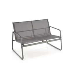 Zestaw ogrodowy CONOR sofa 114 cm dwa fotele 76 cm stolik 75 cm czarno szary