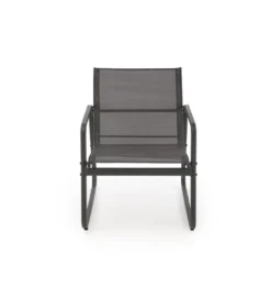 Zestaw ogrodowy CONOR sofa 114 cm dwa fotele 76 cm stolik 75 cm czarno szary