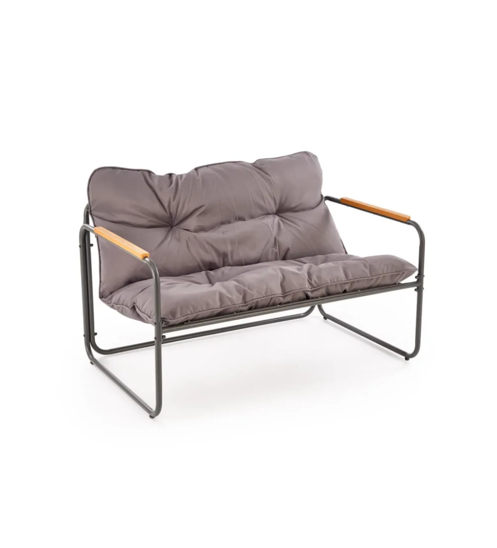 Zestaw ogrodowy HUDSON sofa 116 cm dwa fotele 75 cm ława 68 cm popielaty brązowy