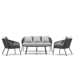 Zestaw ogrodowy ROCCA ciemnoszary - sofa + 2 x fotel + ława