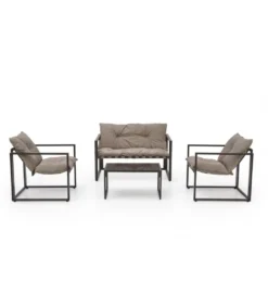 Zestaw ogrodowy SHARK brązowy - sofa + 2 x fotel + ława