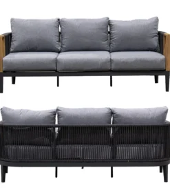 Zestaw ogrodowy TWOSOULME SOFA 198 cm dwa fotele 74 cm i stolik kawowy 128 cm