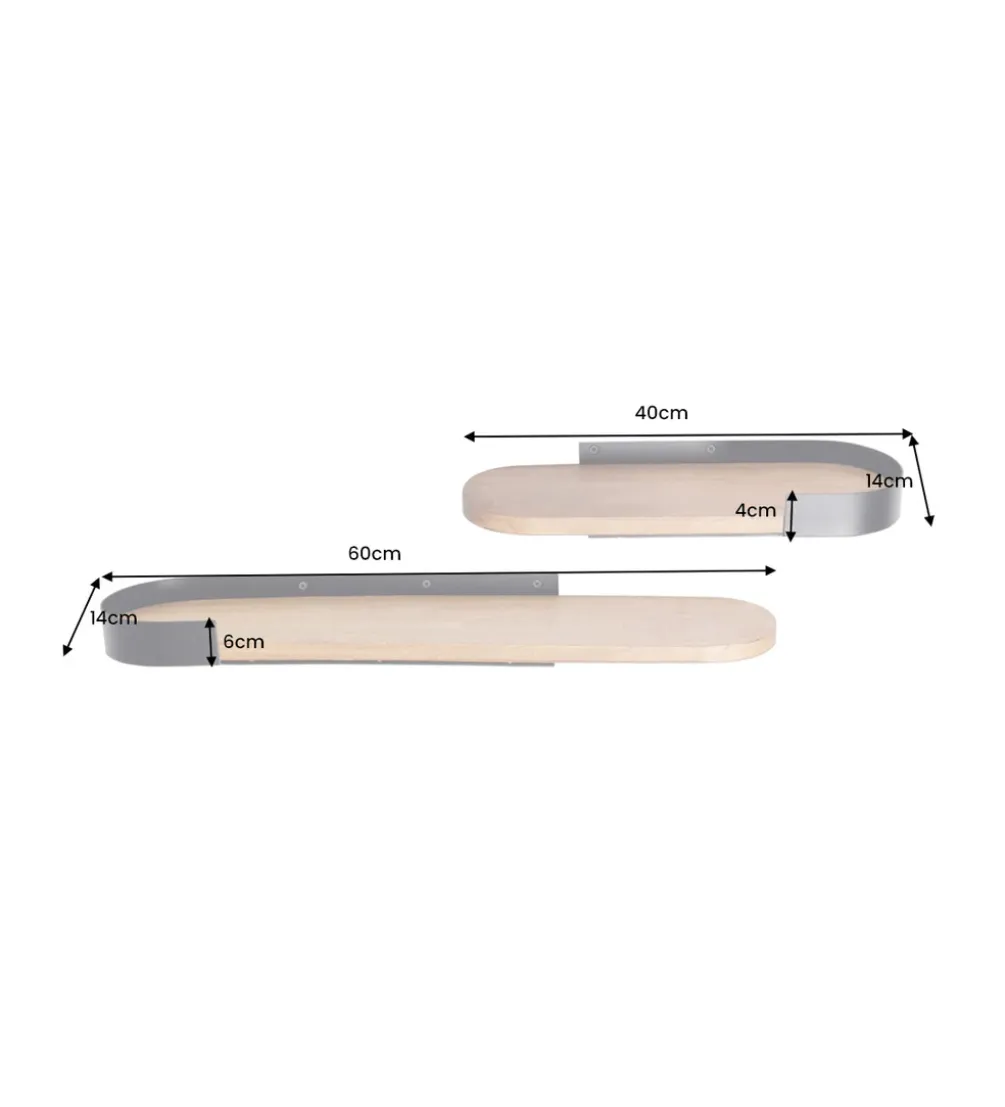 Zestaw 2 półek PURE NATURE 40 do 60 cm drewno mango