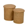 Zestaw 2 puf BROGLA z schowkiem 40 cm 35 cm ratan