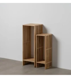 Zestaw 2 regałów BELLAMONTE drewno teak 86 cm 68 cm