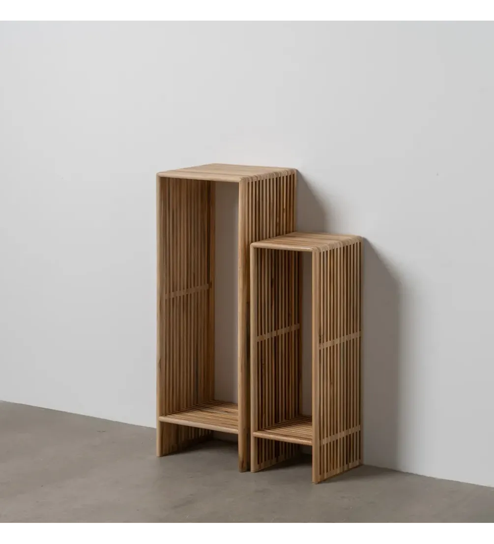 Zestaw 2 regałów BELLAMONTE drewno teak 86 cm 68 cm