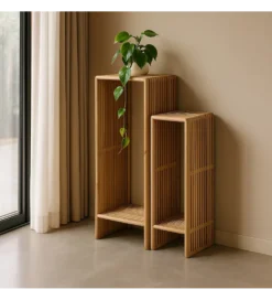 Zestaw 2 regałów BELLAMONTE drewno teak 86 cm 68 cm