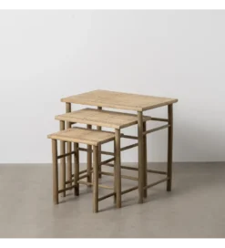 Zestaw stolików BAMBÚ 57 cm 45 cm 34 cm bambus