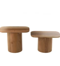Zestaw 2 stolików kawowych ACATA 60 cm 80 cm drewno akacja