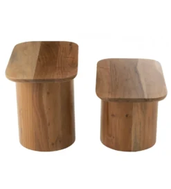 Zestaw 2 stolików kawowych ACATA 60 cm 80 cm drewno akacja