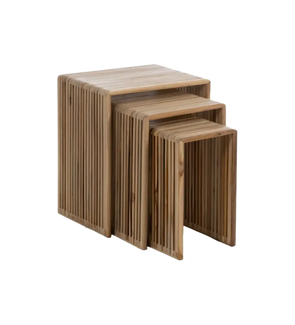 Zestaw 3 stolików kawowych BELLAMONTE 65 cm 55 cm 35 cm naturalnych