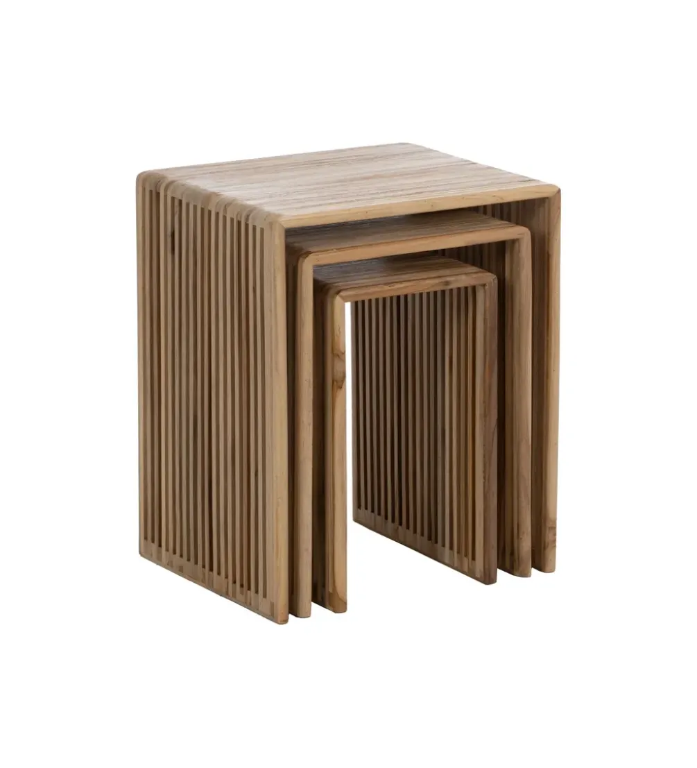 Zestaw 3 stolików kawowych BELLAMONTE 65 cm 55 cm 35 cm naturalnych