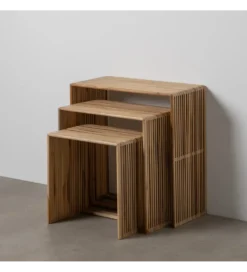 Zestaw 3 stolików kawowych BELLAMONTE 65 cm 55 cm 35 cm naturalnych