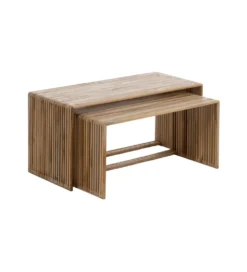 Zestaw 2 stolików kawowych BELLAMONTE 85 cm 75 cm drewno teak