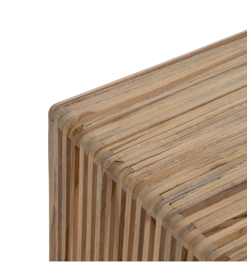 Zestaw 2 stolików kawowych BELLAMONTE 85 cm 75 cm drewno teak