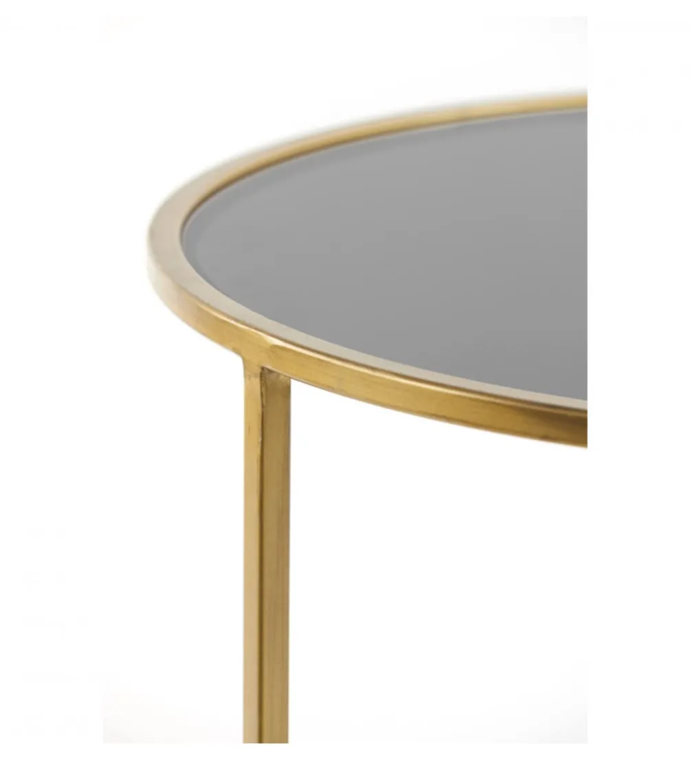 Zestaw 2 stolików kawowych DUARTE 65 cm 75 cm szklane złote szare