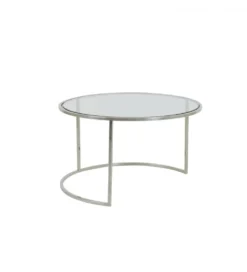 Zestaw 2 stolików kawowych DUARTE 65 cm 75 cm szklane niklowane