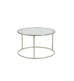 Zestaw 2 stolików kawowych DUARTE 65 cm 75 cm szklane niklowane