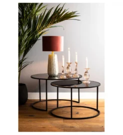 Zestaw 2 stolików kawowych DUARTE 65 cm 75 cm czarne