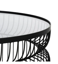 Zestaw 2 stolików kawowych FUKAO 65 cm 53 cm czarne