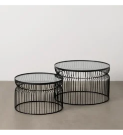 Zestaw 2 stolików kawowych FUKAO 65 cm 53 cm czarne