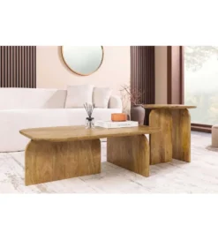 Zestaw 2 stolików kawowych GATSBY 100 cm 45 cm drewno mango
