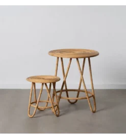Zestaw 2 stolików kawowych MEGORY 60 cm 39 cm ratan