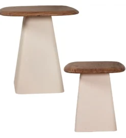 Zestaw 2 stolików kawowych PIMKO 50 cm 40 cm drewno akacja