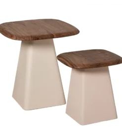 Zestaw 2 stolików kawowych PIMKO 50 cm 40 cm drewno akacja