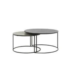Zestaw 2 stolików kawowych RENGO 61 cm 76 cm antyczny brąz czarny