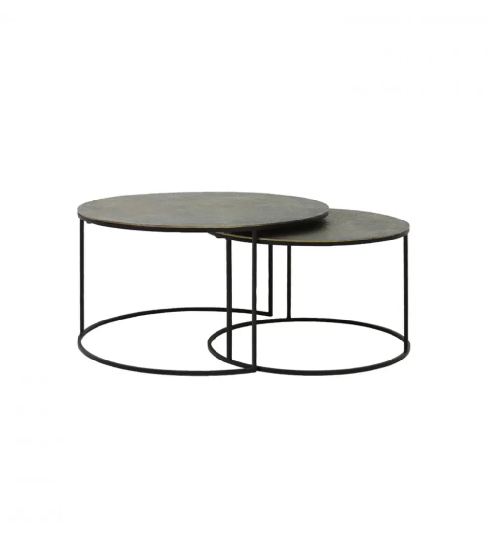 Zestaw 2 stolików kawowych RENGO 61 cm 76 cm antyczny brąz