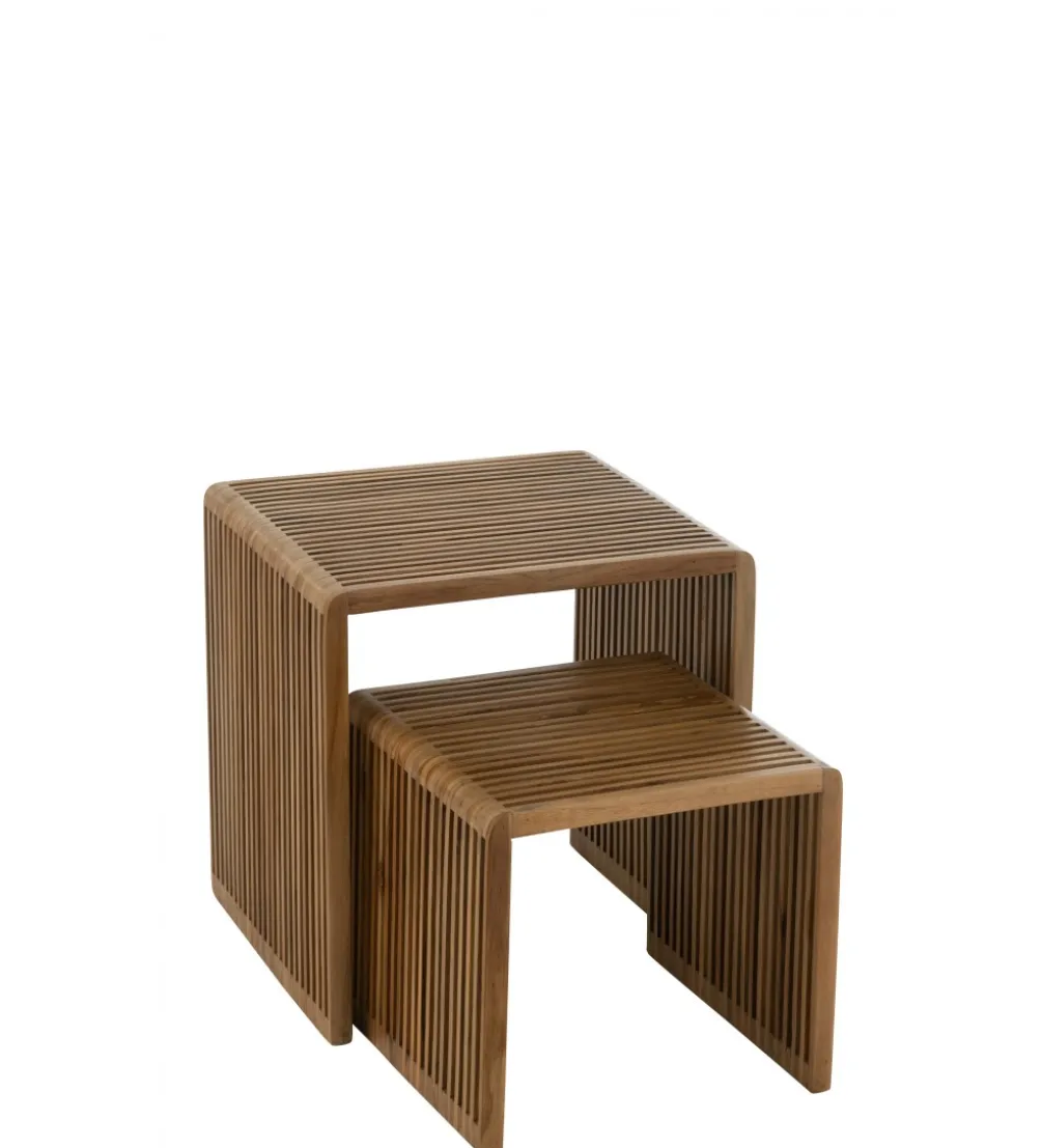 Zestaw 2 stolików kawowych SHELIS 50 cm 40 cm drewno teak