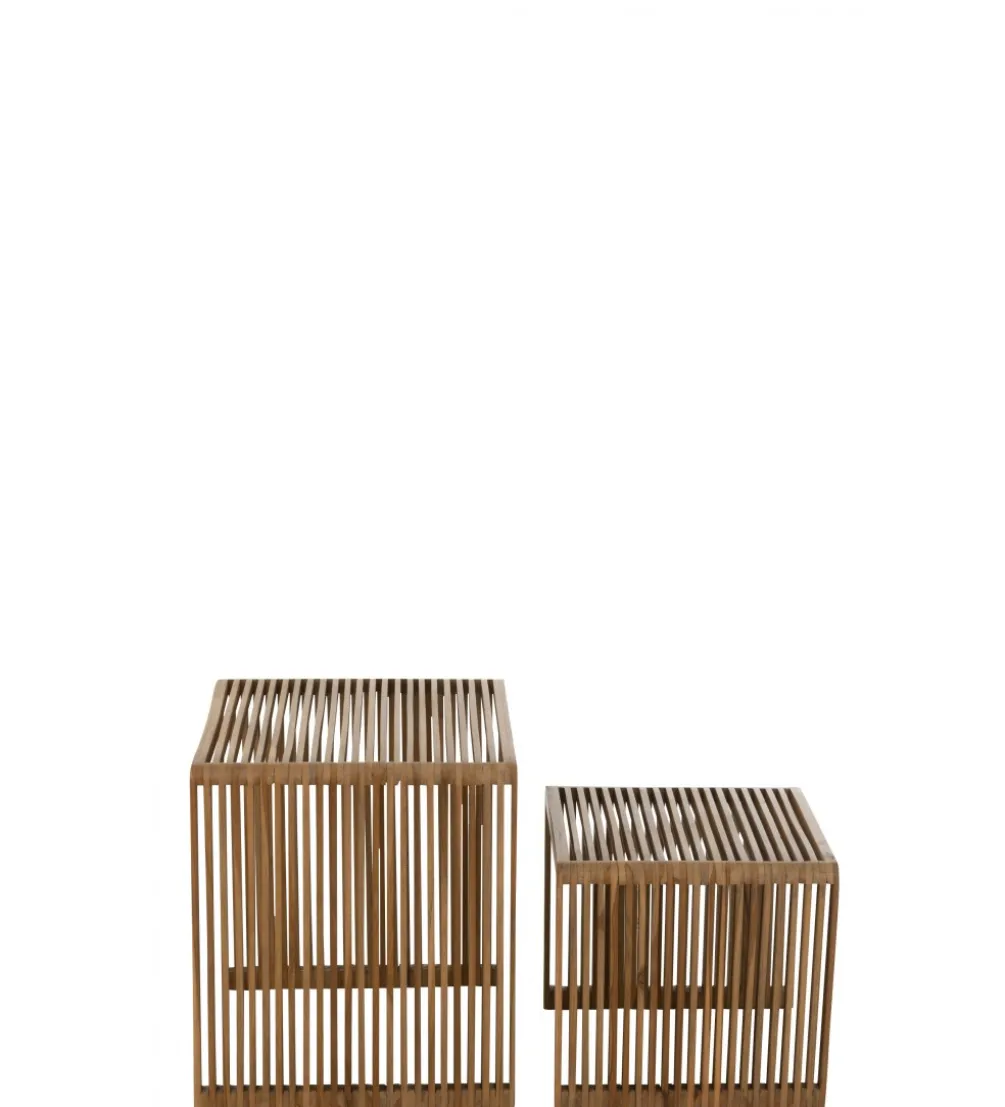 Zestaw 2 stolików kawowych SHELIS 50 cm 40 cm drewno teak