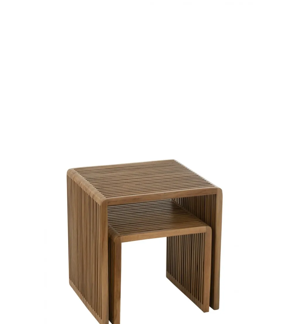Zestaw 2 stolików kawowych SHELIS 50 cm 40 cm drewno teak