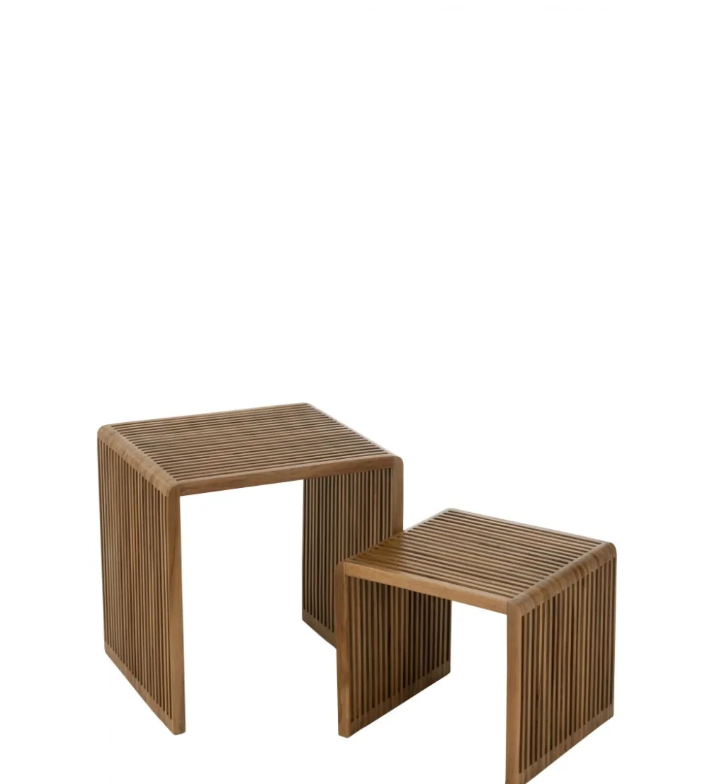 Zestaw 2 stolików kawowych SHELIS 50 cm 40 cm drewno teak