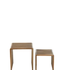 Zestaw 2 stolików kawowych SHELIS 50 cm 40 cm drewno teak