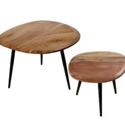 Zestaw 2 stolików kawowych SOBREN 40 i 50 cm drewno mango