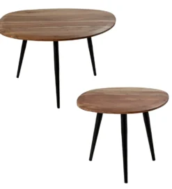Zestaw 2 stolików kawowych SOBREN 40 i 50 cm drewno mango