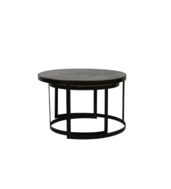 Zestaw 2 stolików kawowych TRELO 62 cm 76 cm antyczny brąz czarny