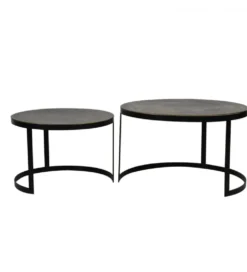 Zestaw 2 stolików kawowych TRELO 62 cm 76 cm antyczny brąz czarny