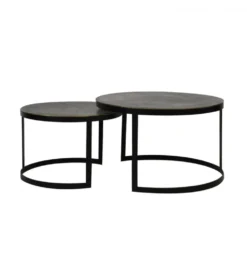 Zestaw 2 stolików kawowych TRELO 62 cm 76 cm antyczny brąz czarny
