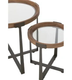 Zestaw 2 stolików kawowych TREMI 60cm 40 cm naturalne szklane
