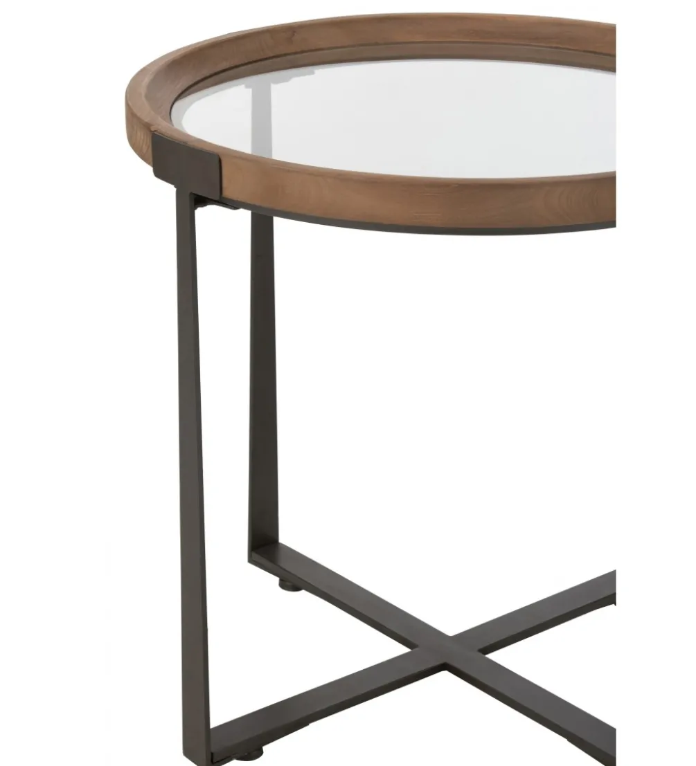 Zestaw 2 stolików kawowych TREMI 60cm 40 cm naturalne szklane